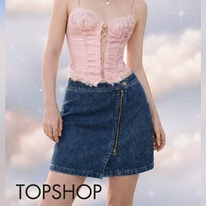 💙 Topshop Moto Denim Wrap Skirt